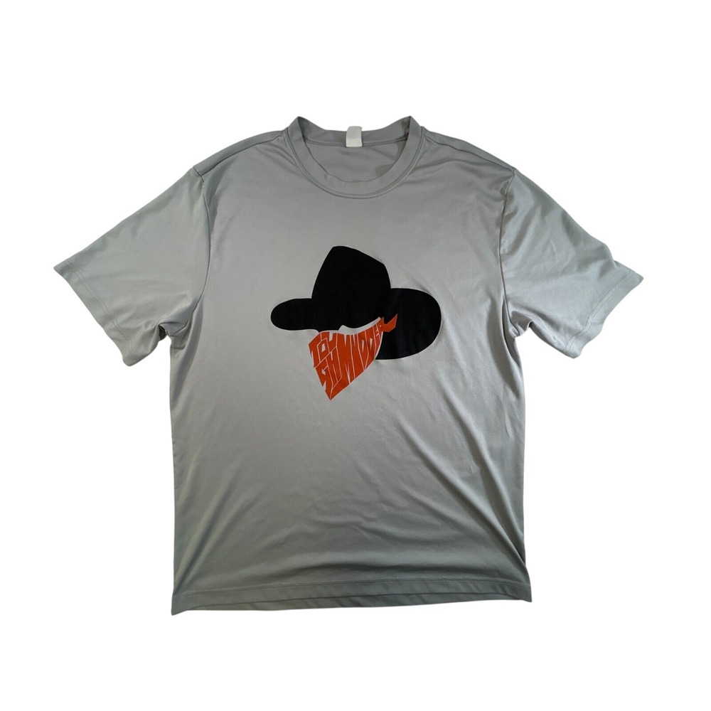 Sport-Tek‎ Mens XL Grey Cowboy Graphic T-Shirt Yippee Ki Yay Mudder Tee